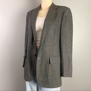 Men's Vintage Wool Blazer with Leather Buttons